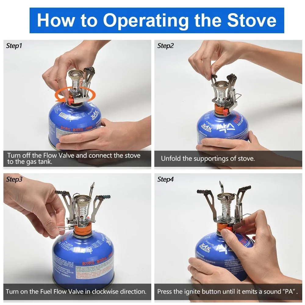 12-Piece: ODOLAND Camping Cookware Mess Kit with Mini Stove