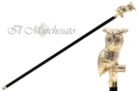 24K Owl on branch Walking cane