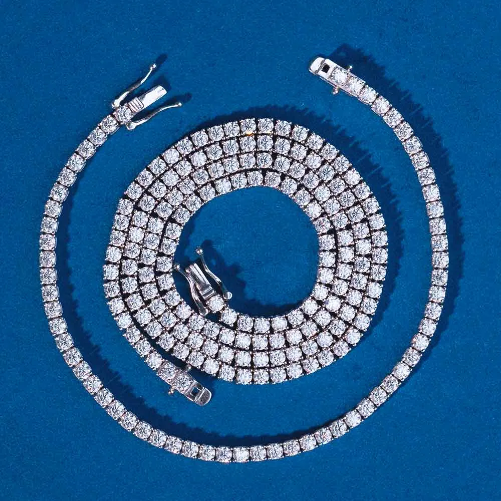 3MM Moissanite Tennis Chain/Bracelet Bundle 14K Gold