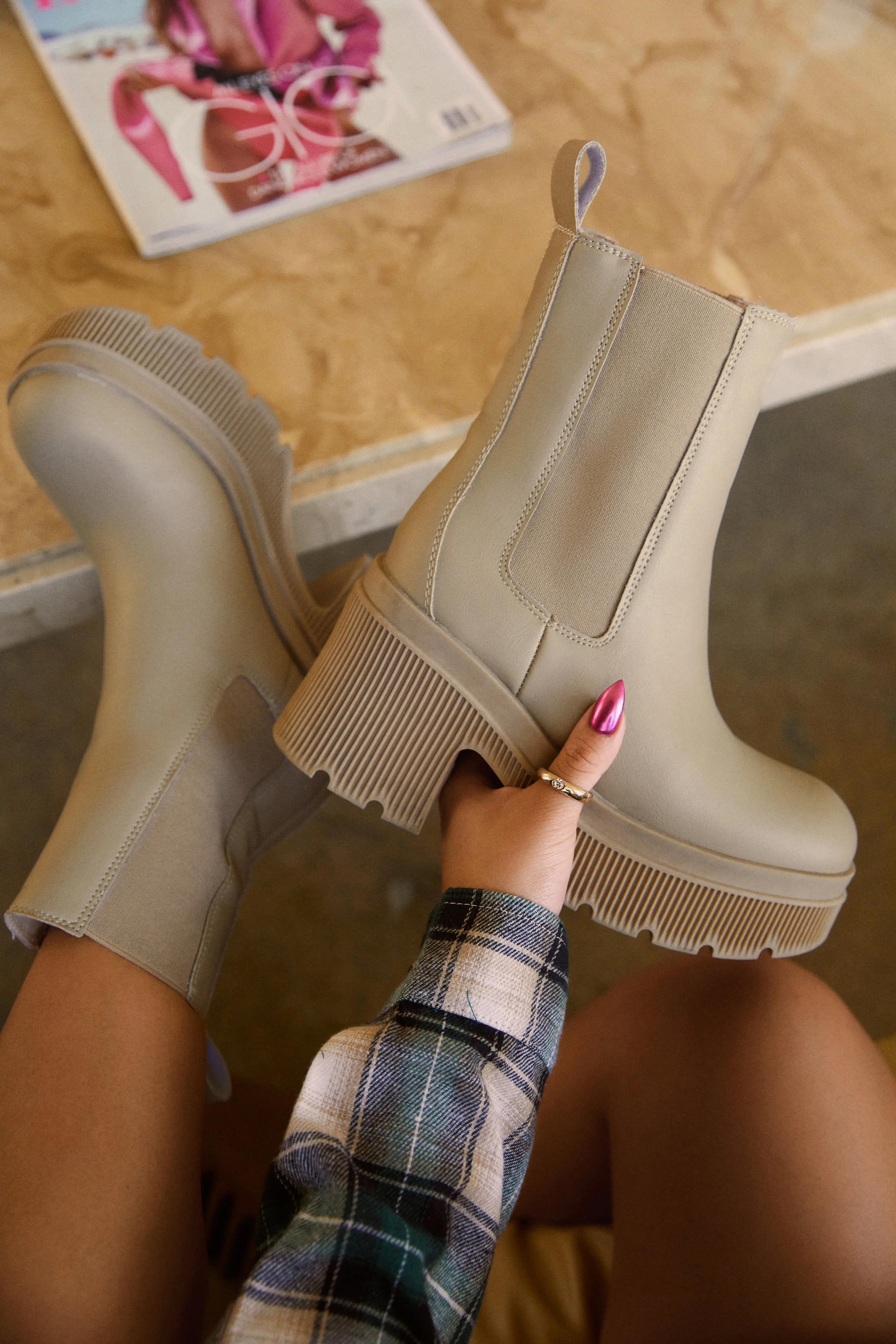 Addicted To You Platform Ankle Boots - Nude