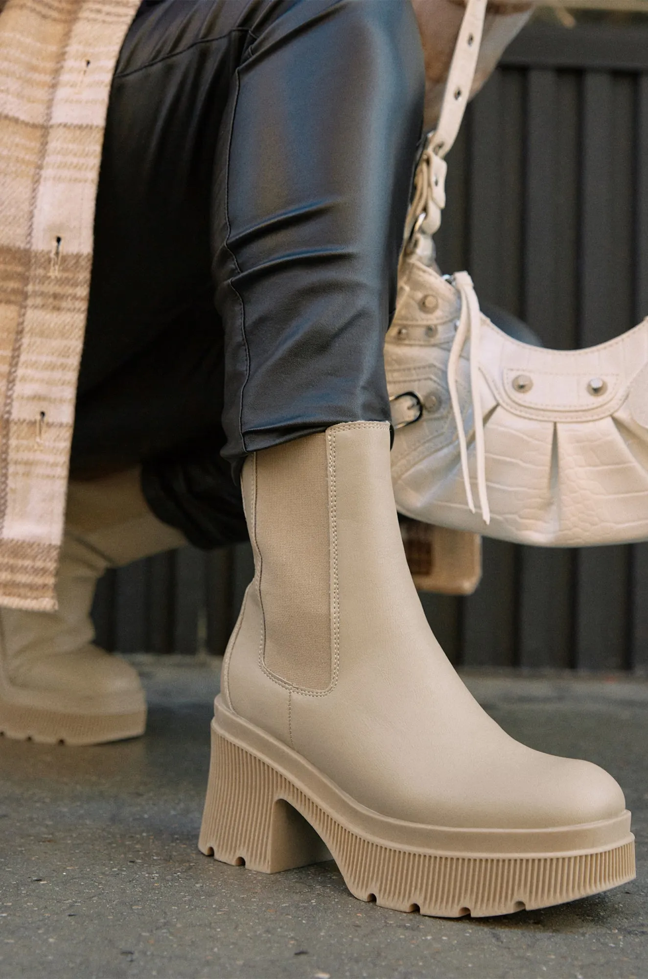 Addicted To You Platform Ankle Boots - Nude