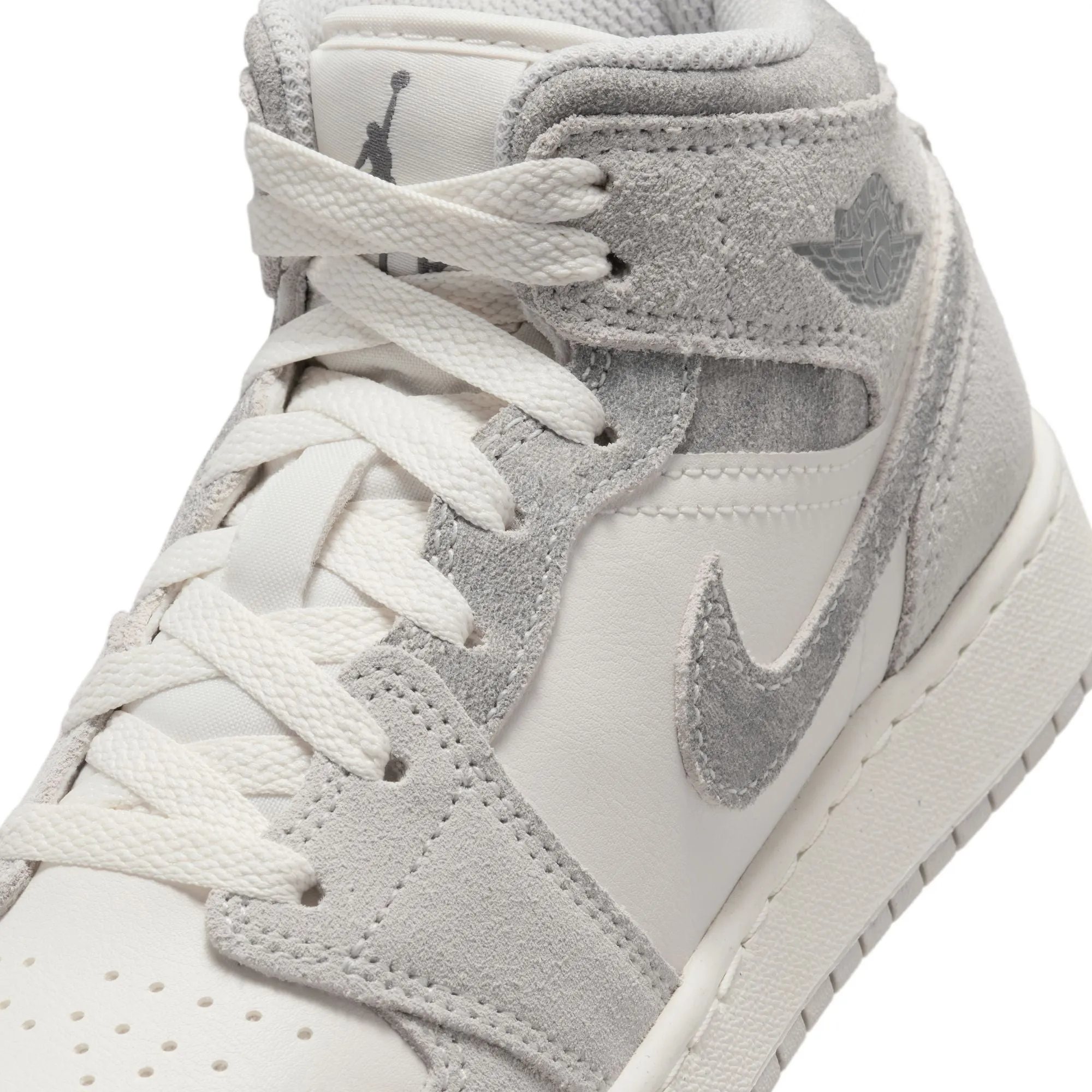 Air Jordan 1 Mid SE (GS) (Neutral Grey/ Smoke Grey-Sail)