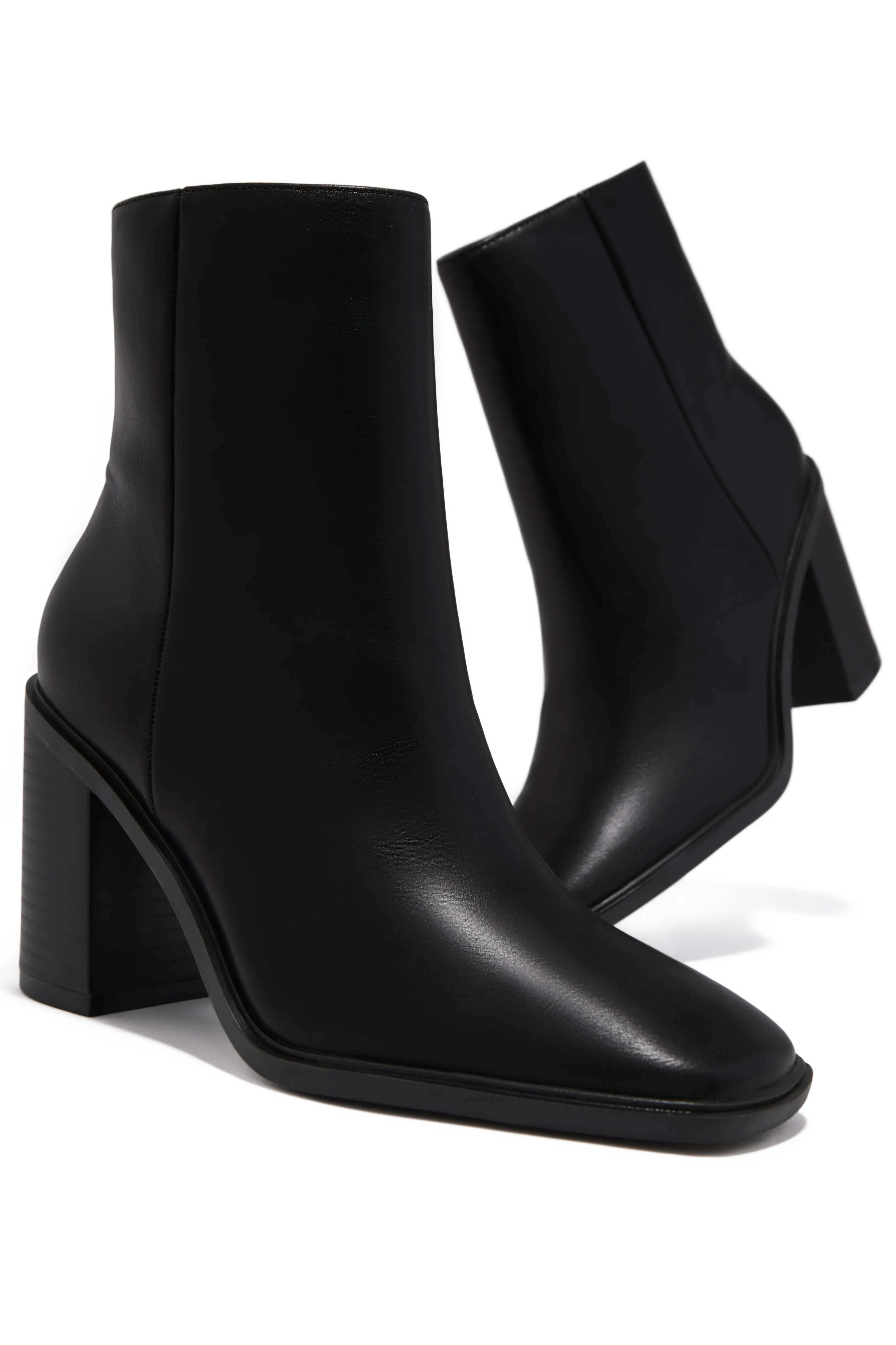 Alette Block Heel Ankle Boots - Black