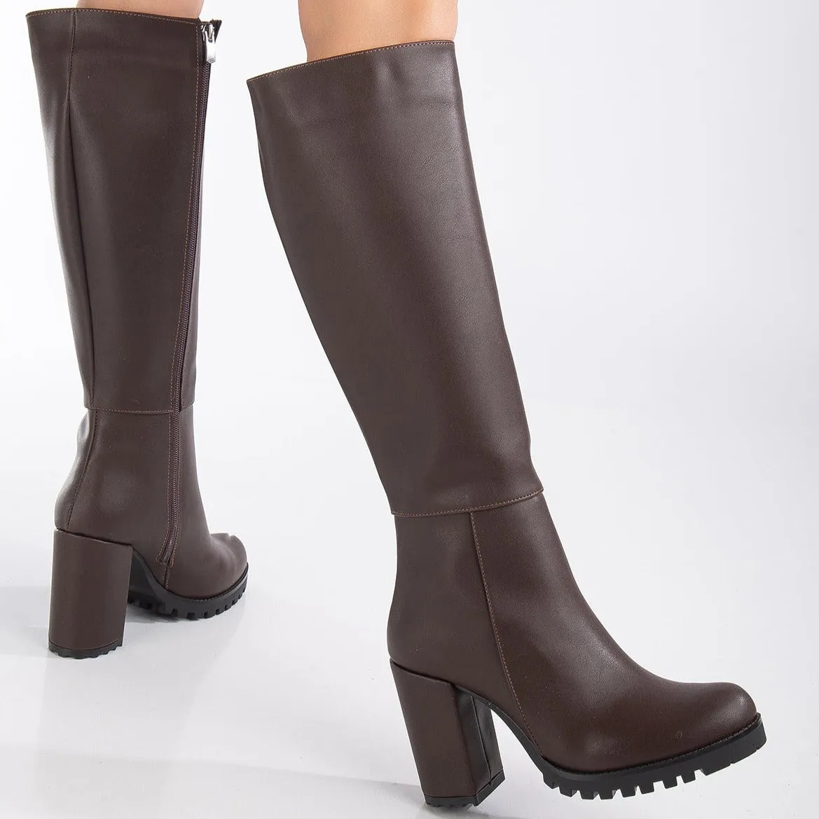Alize - Brown Wide Calf Platform Boots