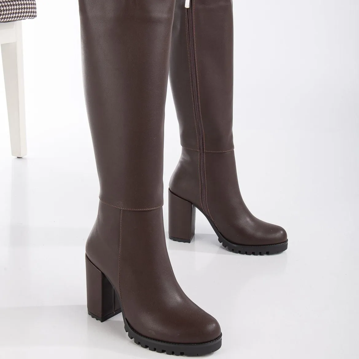 Alize - Brown Wide Calf Platform Boots