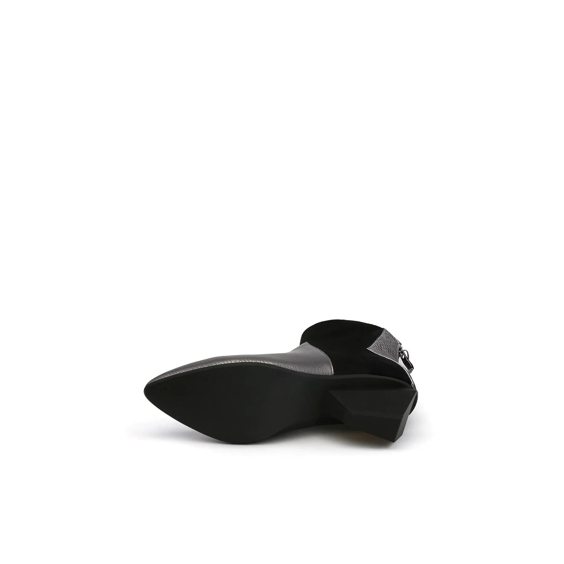 Ankle High Zip Back Leather Boots