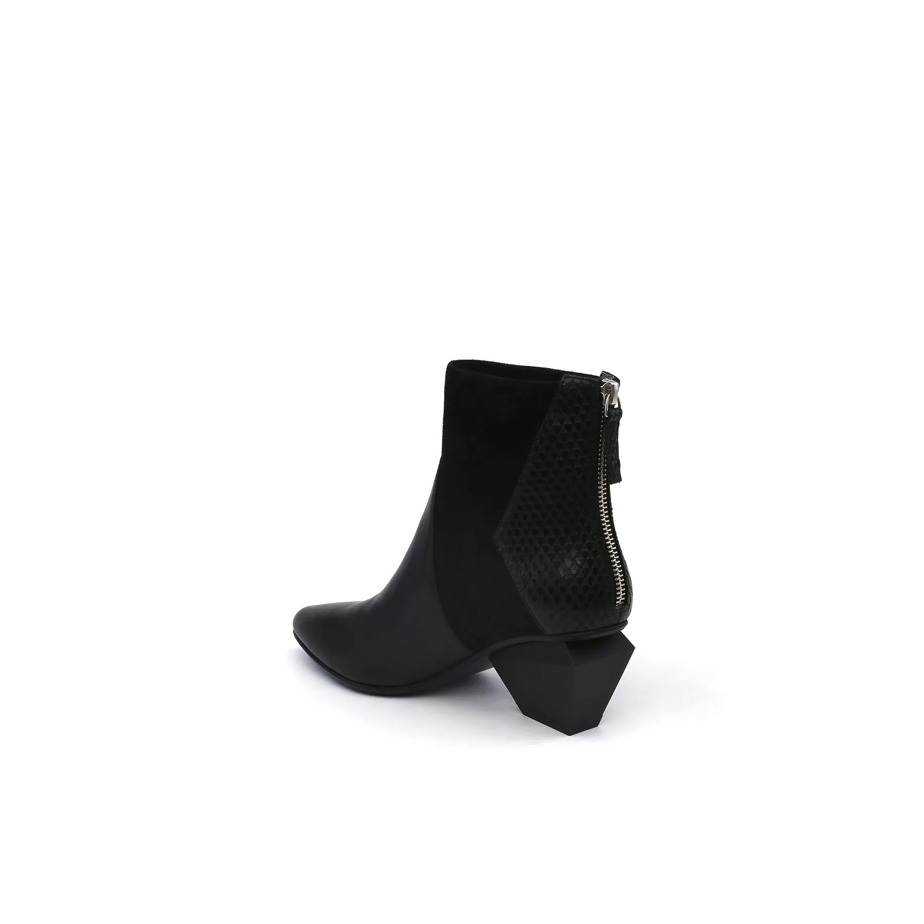 Ankle High Zip Back Leather Boots