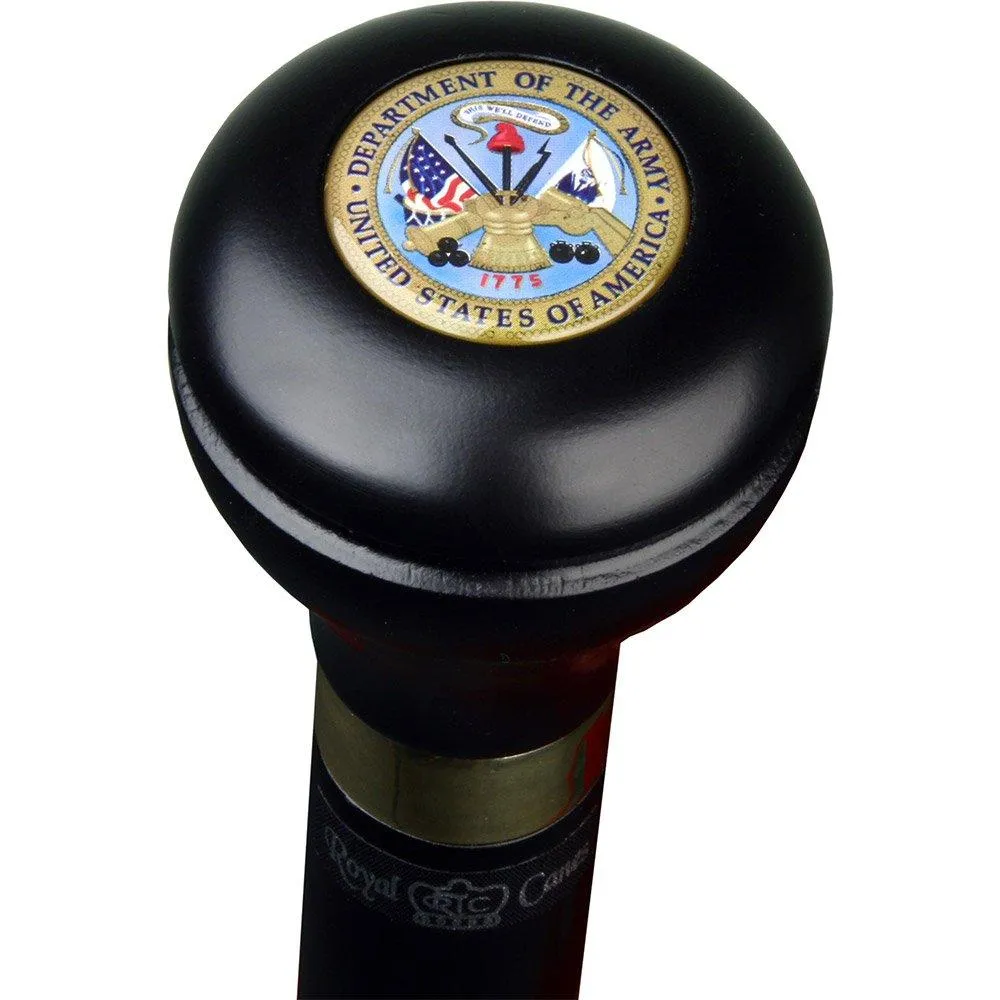 Army War Office Seal Flask Stick: Beechwood Shaft, Hidden Flask