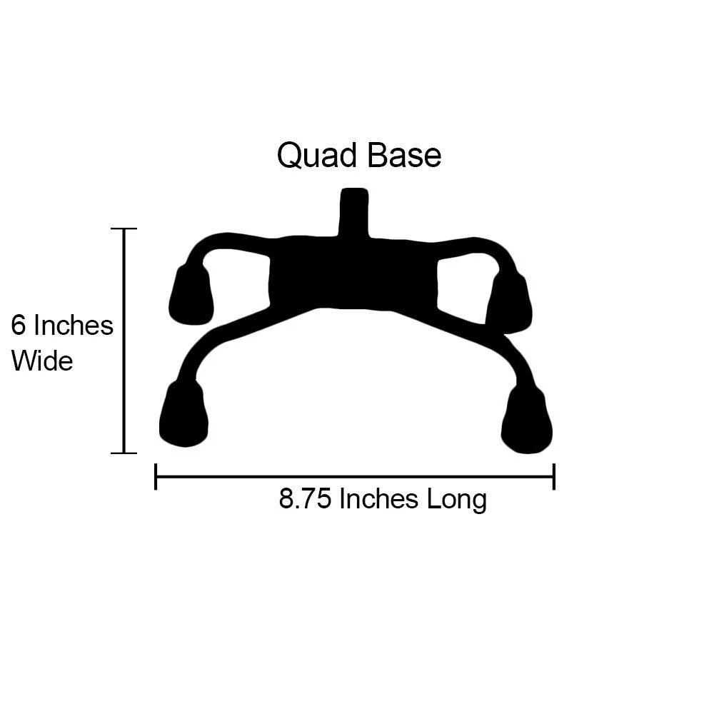 Black and White Convertible Quad Base Walking Cane with Comfort Grip - Adjustable Shaft