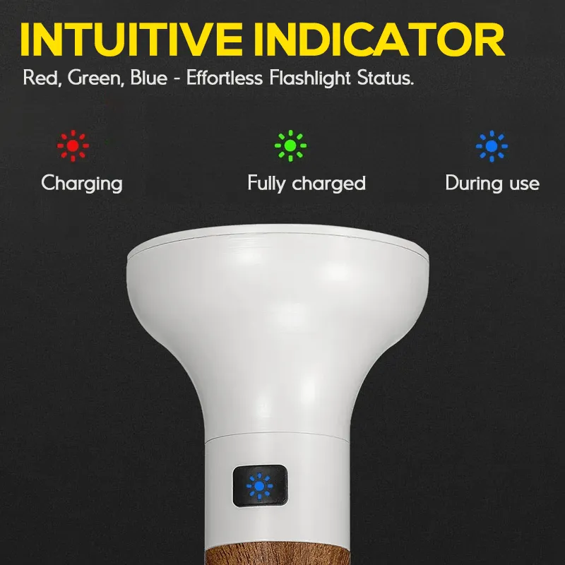 Bright Wooden Handle LED Flashlight Torch