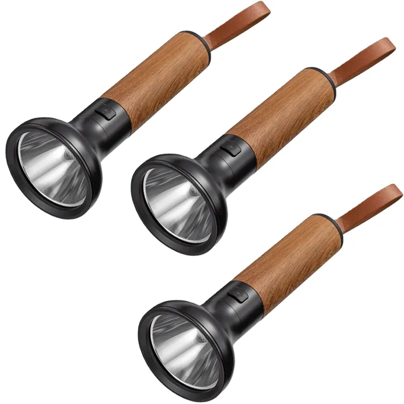 Bright Wooden Handle LED Flashlight Torch