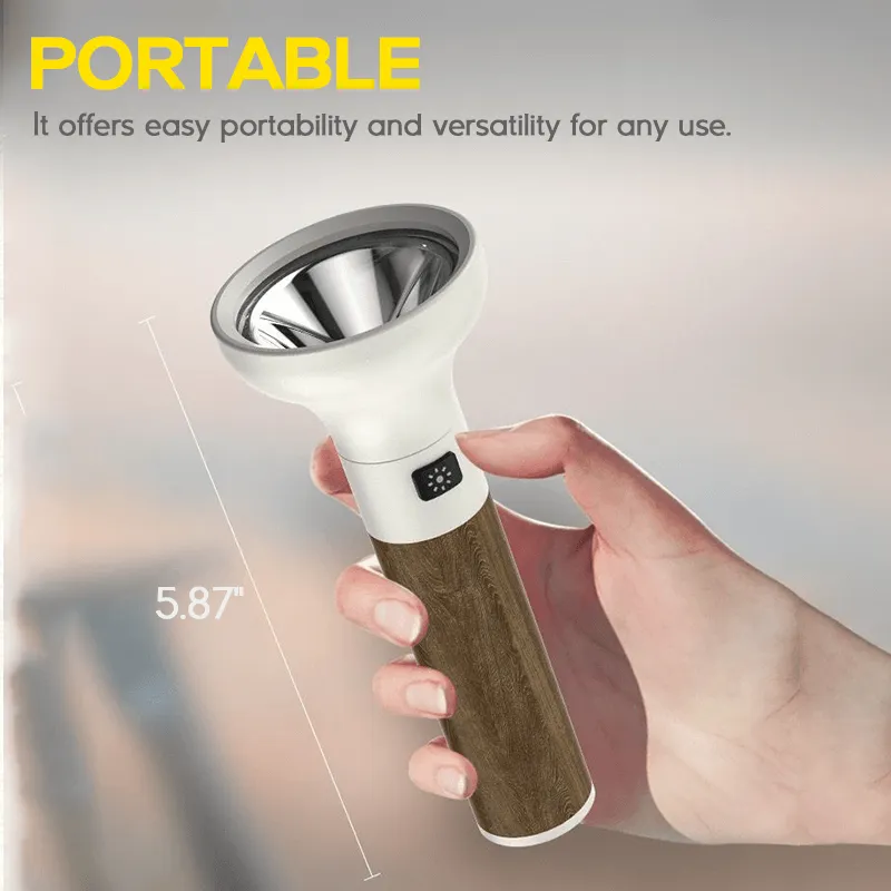 Bright Wooden Handle LED Flashlight Torch