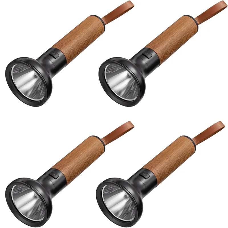 Bright Wooden Handle LED Flashlight Torch