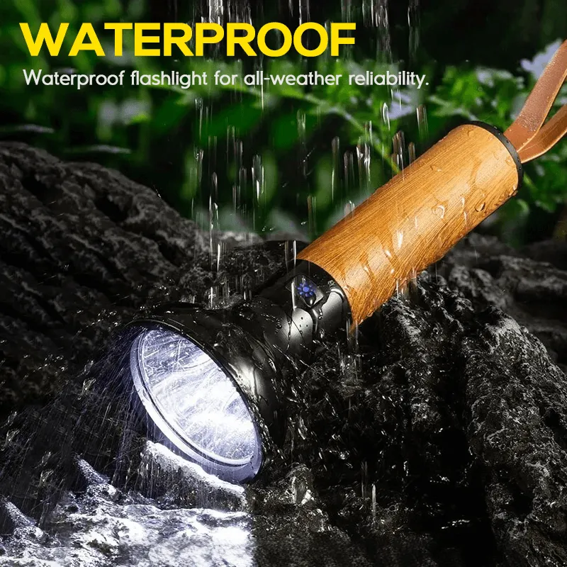 Bright Wooden Handle LED Flashlight Torch