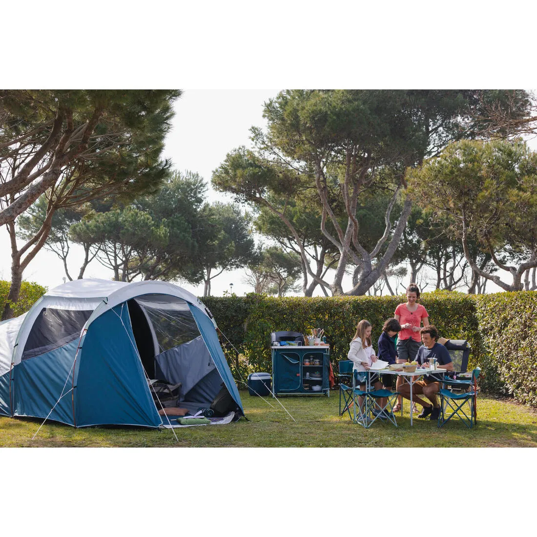 Camping Tent with Poles Arpenaz 4.1 F&B 4 Persons 1 Bedroom