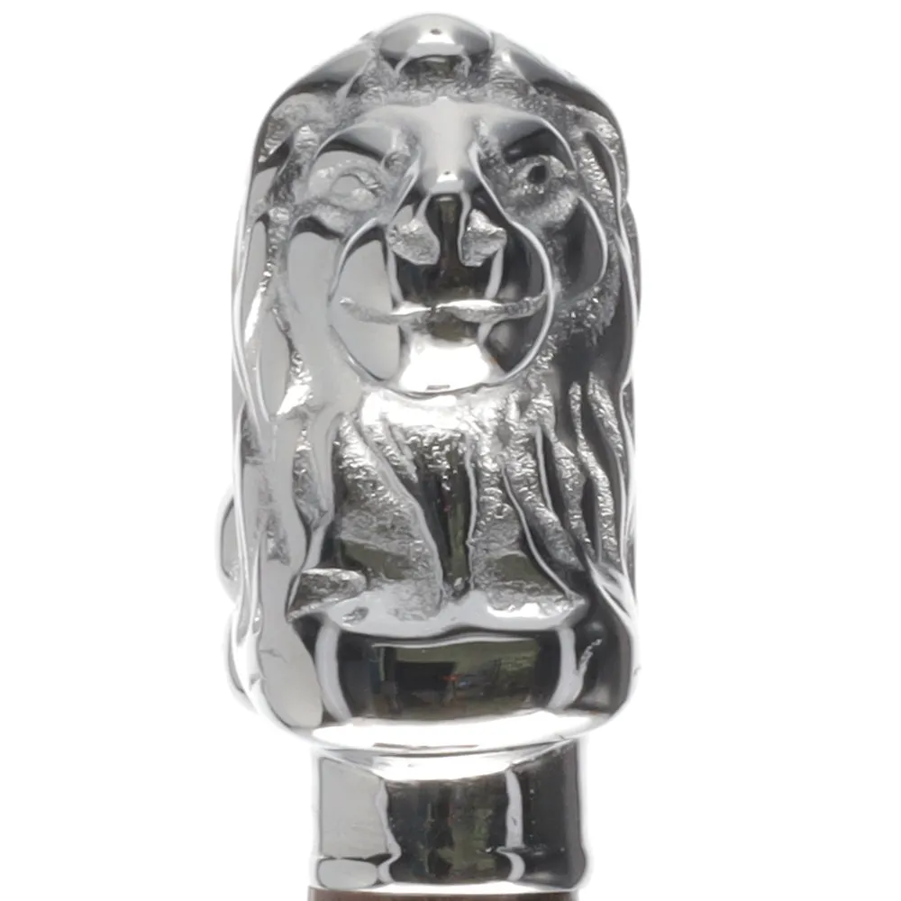 Chrome Lion Handle Walking Cane: Luxury Wenge Wood Shaft