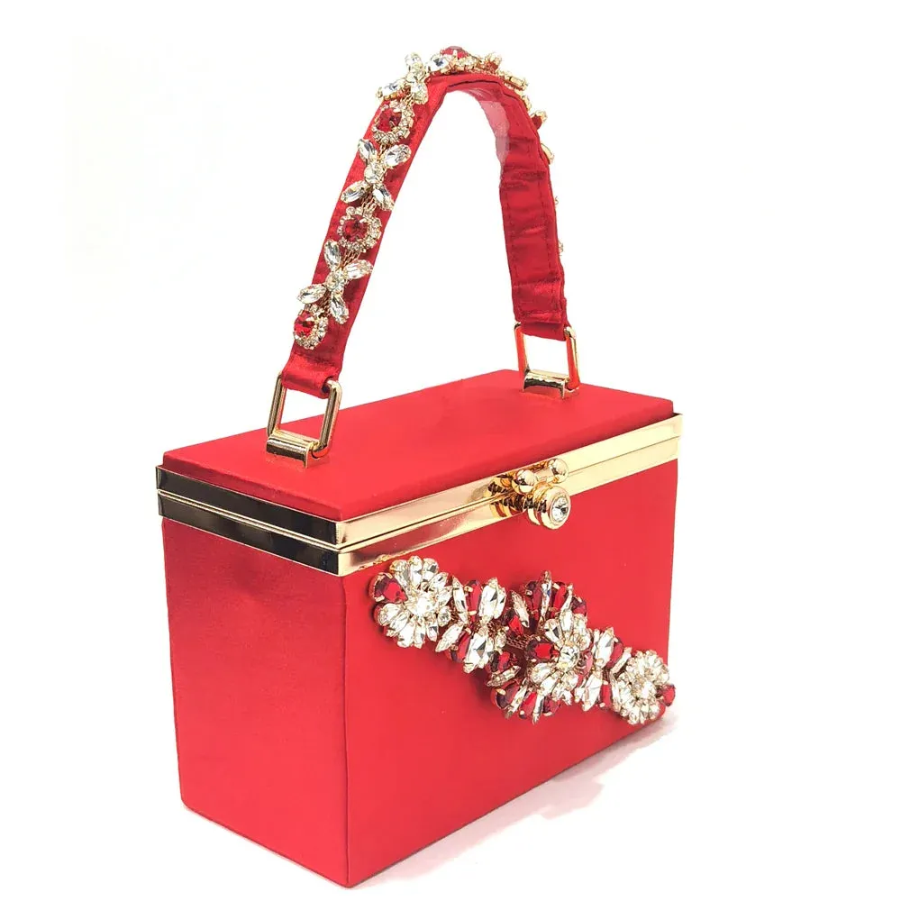Comfortable Streamlined Pointed Toe Women's Shoes Matching Big Crystal Square Box Bag