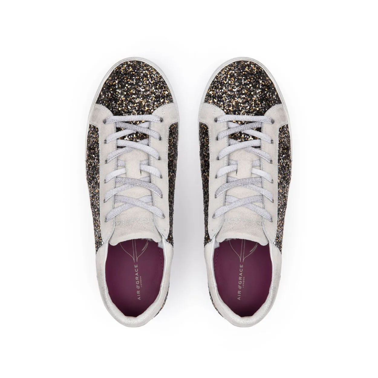 Cru: Black & Gold Glitter Trainers