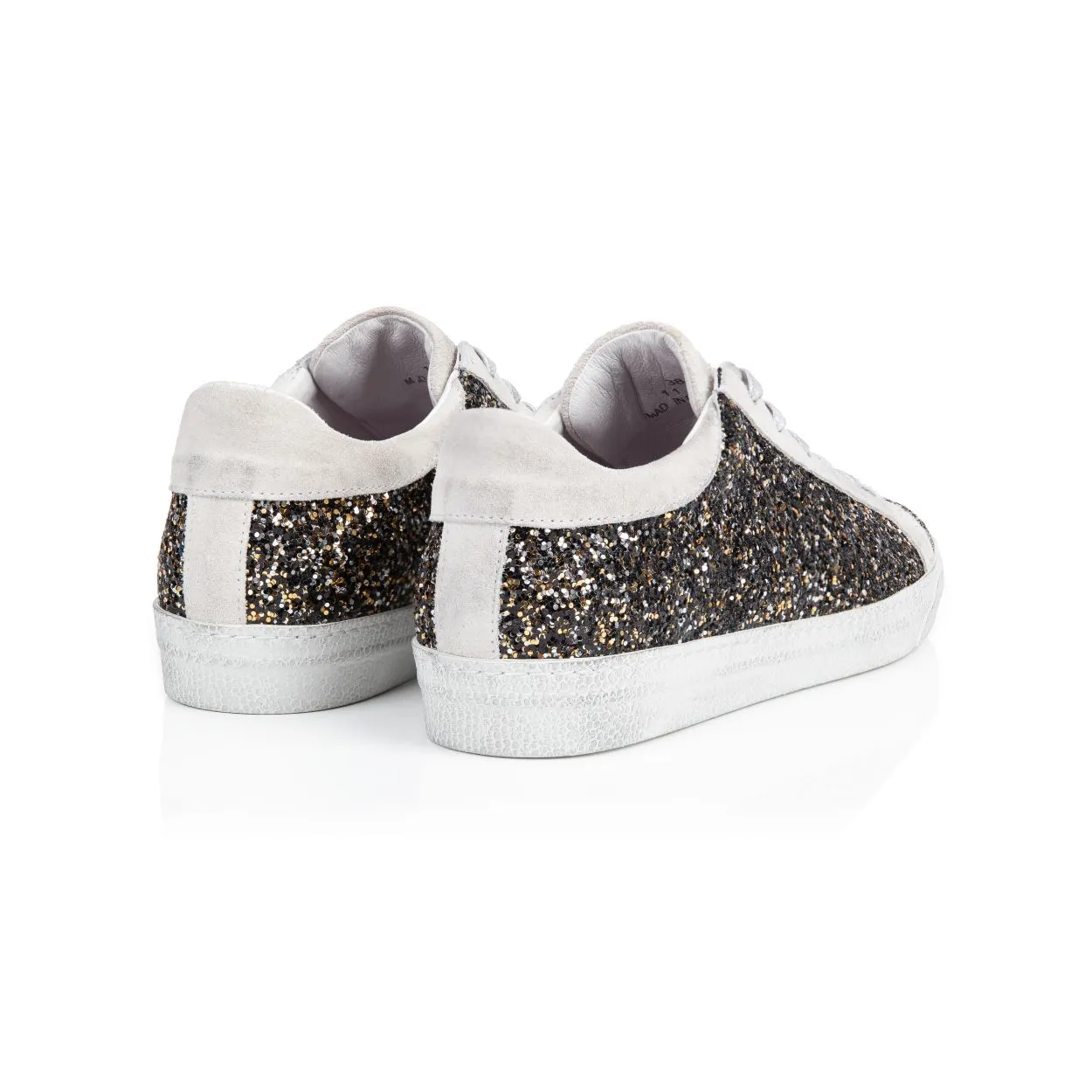 Cru: Black & Gold Glitter Trainers