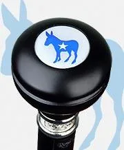 Democrat Emblem Knob Stick: Large Knob, Pewter Collar
