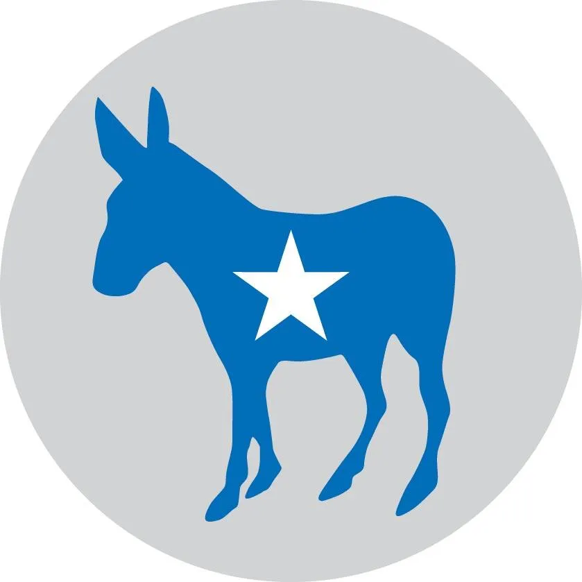 Democrat Emblem Knob Stick: Large Knob, Pewter Collar