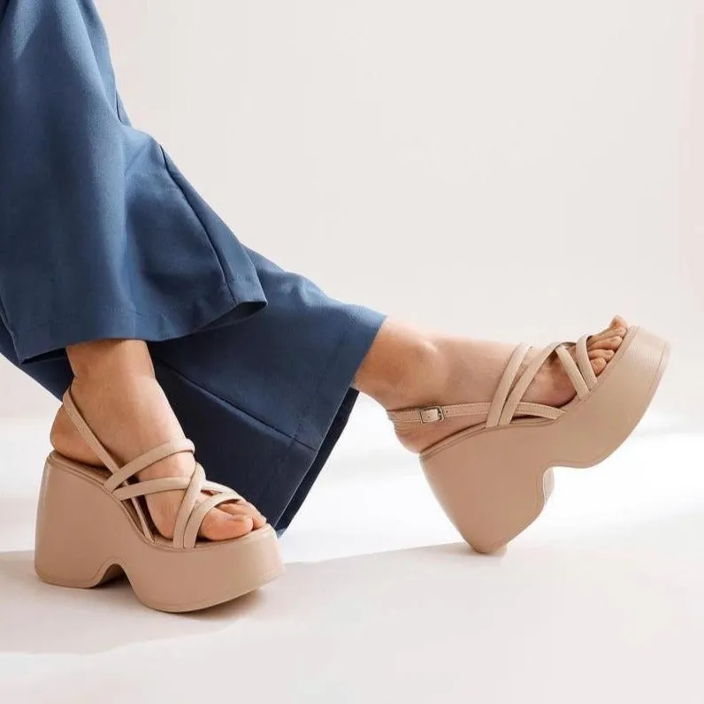 Diana - Chunky Wedge Sandals Beige