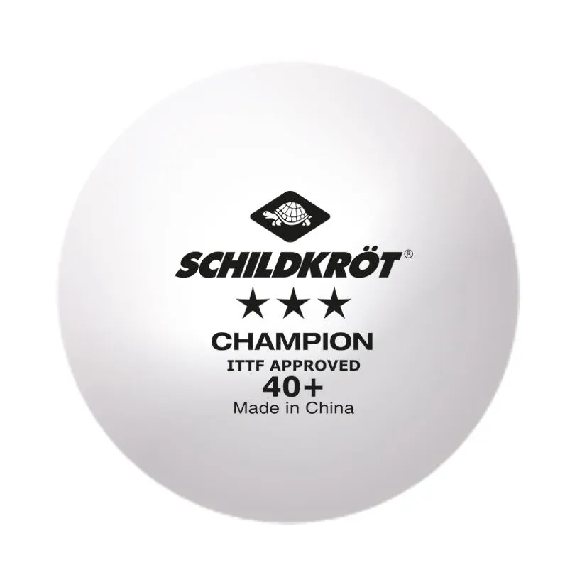 Donic Schildkrot 3 Star Champion ITTF Poly 40  Table Tennis Ball - White - 3 pcs