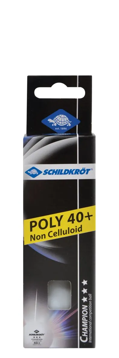 Donic Schildkrot 3 Star Champion ITTF Poly 40  Table Tennis Ball - White - 3 pcs