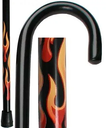 Dr. House's Exact Replica: Flame Tourist Cane - Black Beechwood