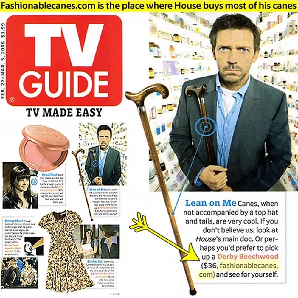 Dr. House's Exact Replica: Flame Tourist Cane - Black Beechwood