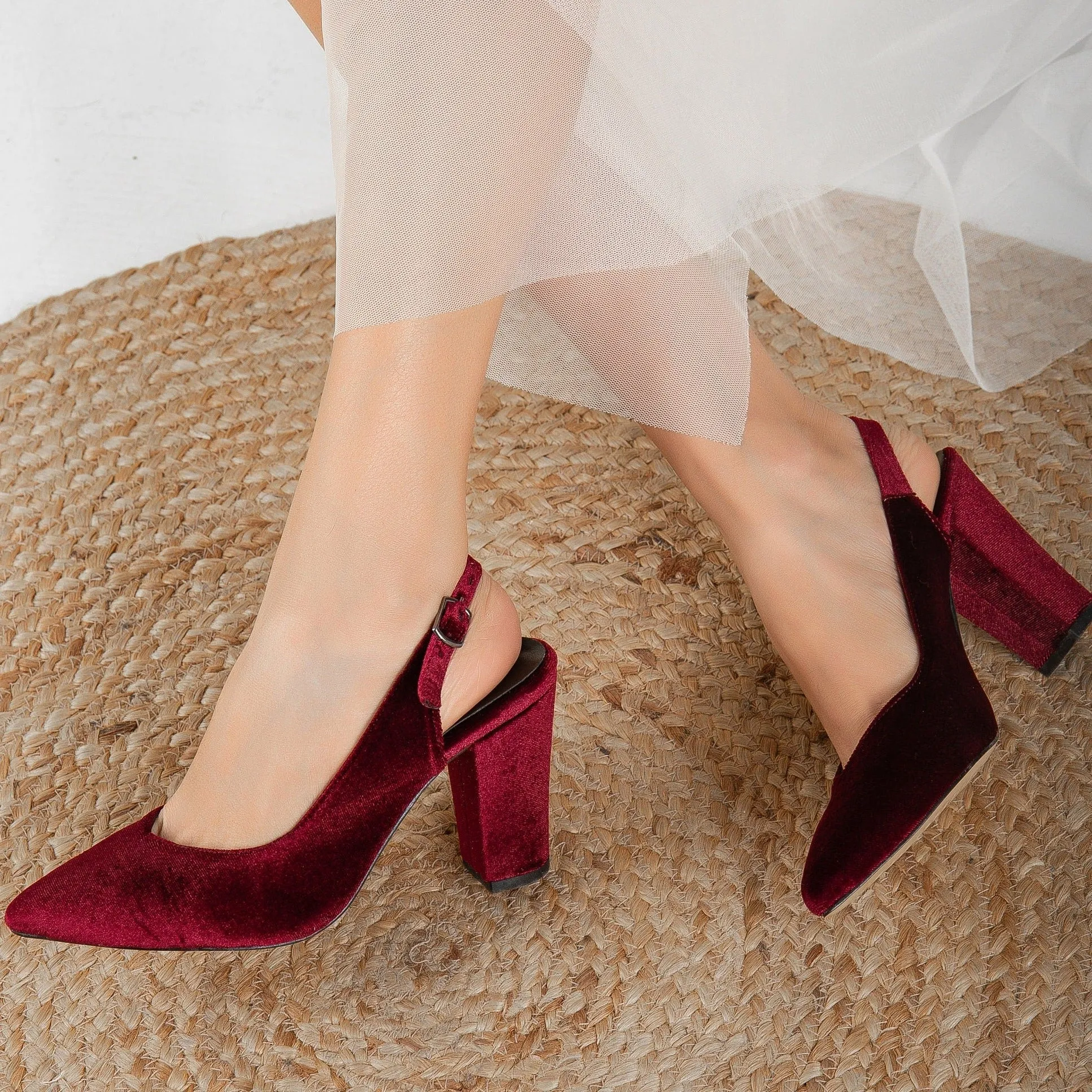 Emma- Burgundy Slingback Shoes