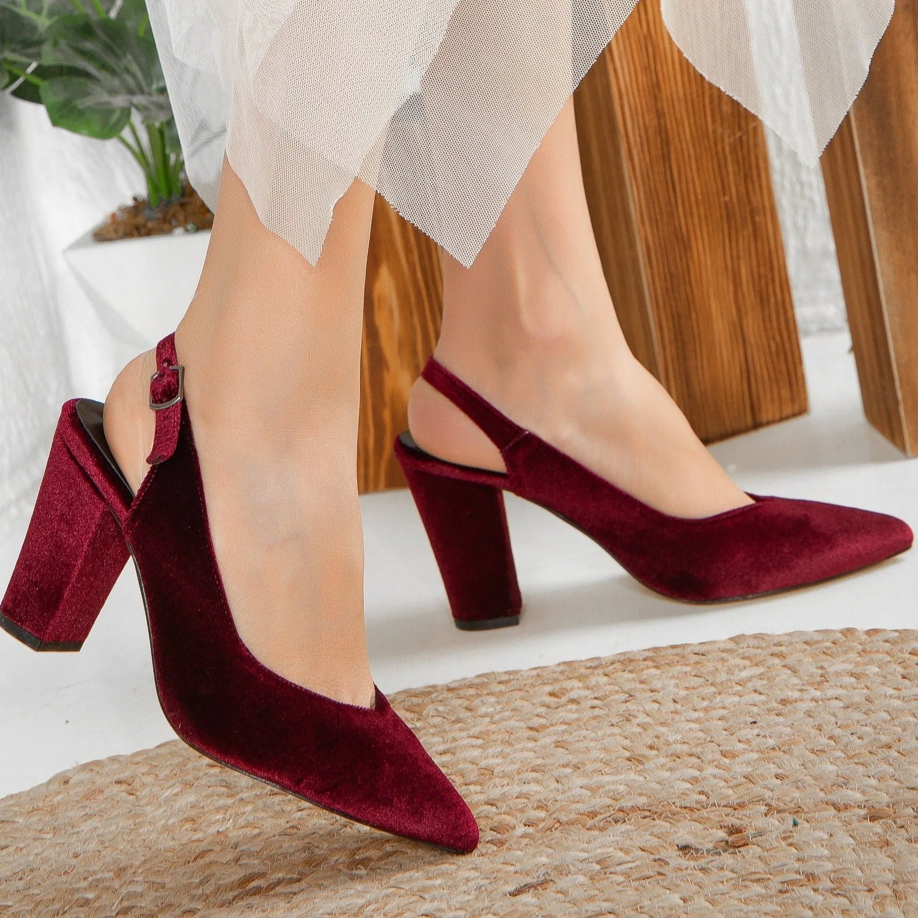 Emma- Burgundy Slingback Shoes