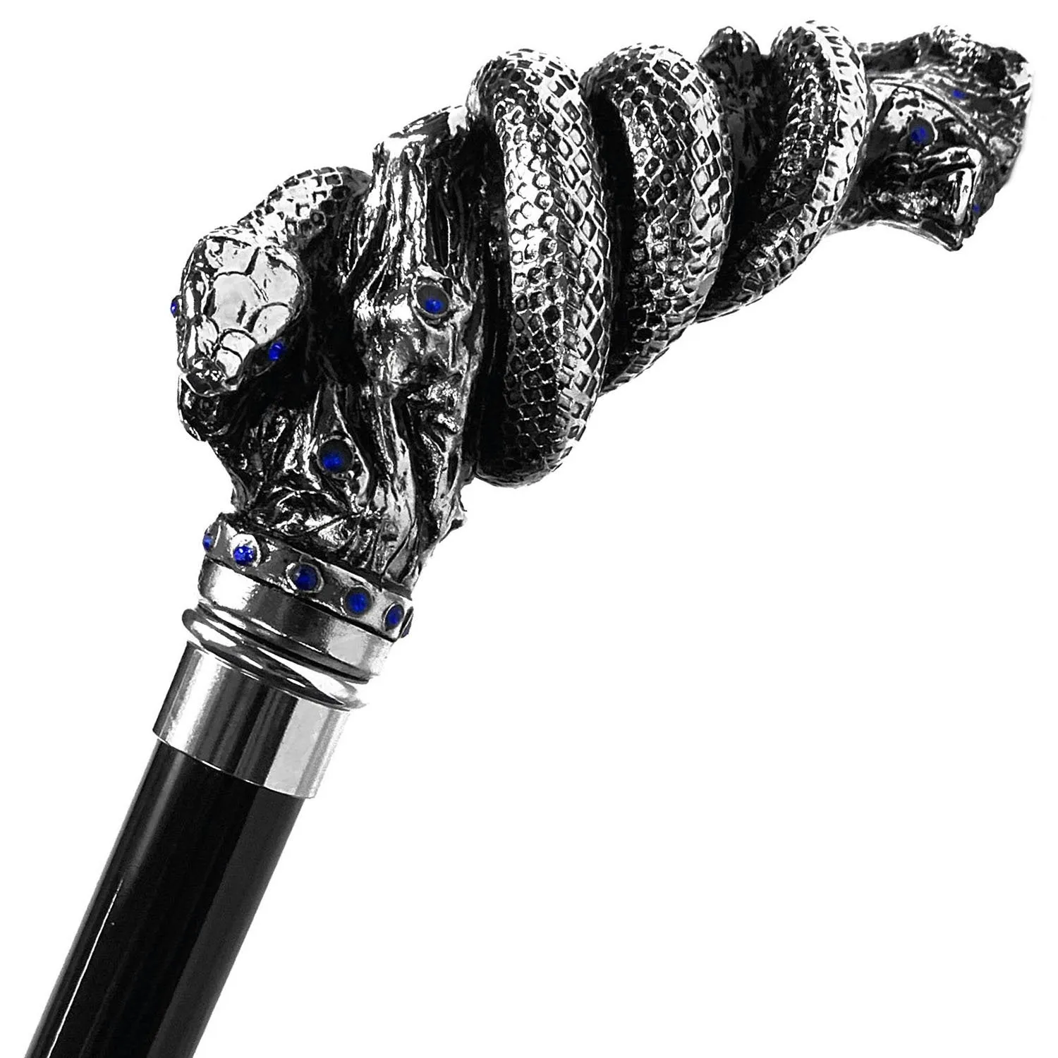 Fantastic silver-plated handle - Snake on branch and sapphire crystals