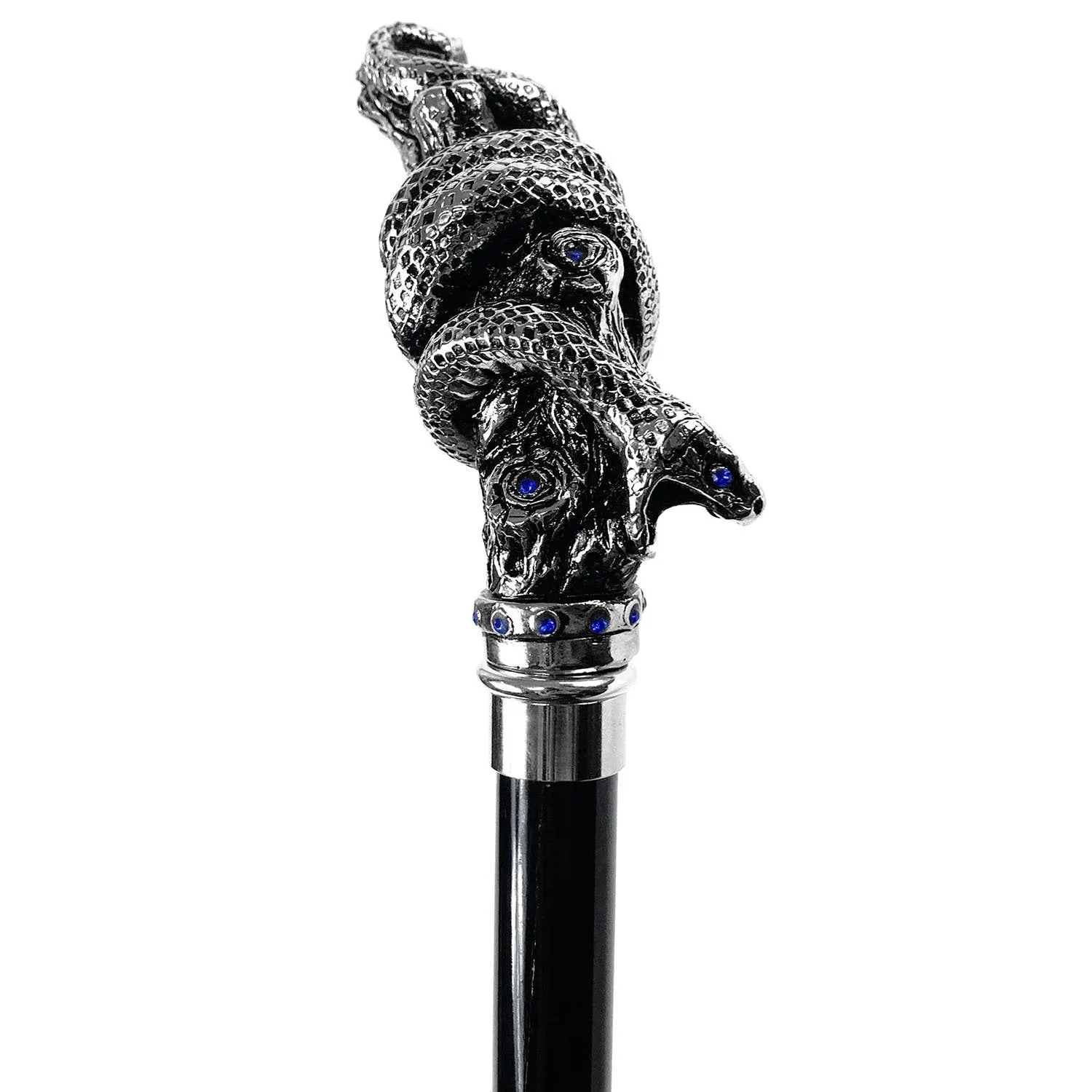 Fantastic silver-plated handle - Snake on branch and sapphire crystals