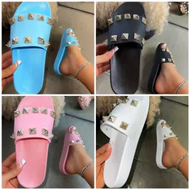 Fashion rhinestone rivet slippers（HPSD184）