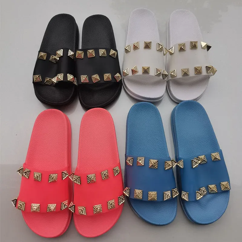 Fashion rhinestone rivet slippers（HPSD184）