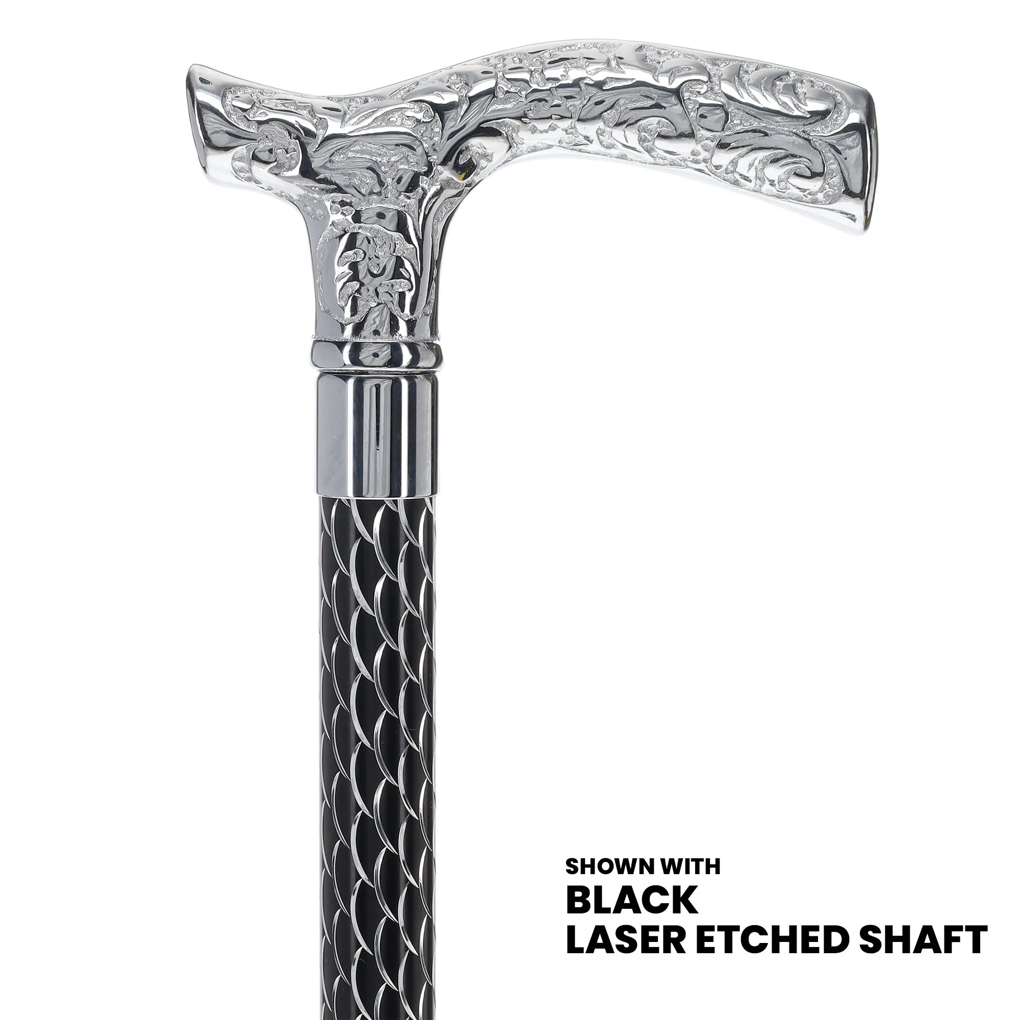 Fritz Premium Chrome Brass Cane: Laser-Etched Custom Shaft