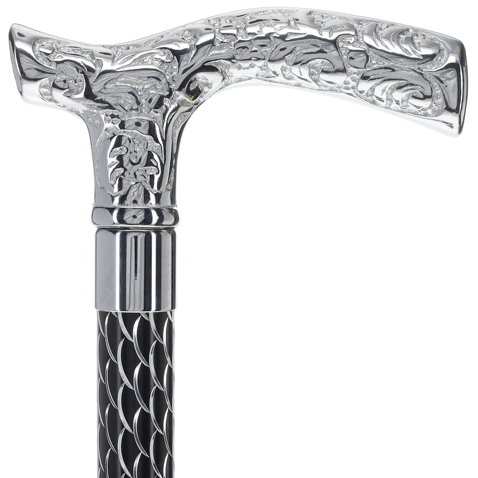 Fritz Premium Chrome Brass Cane: Laser-Etched Custom Shaft
