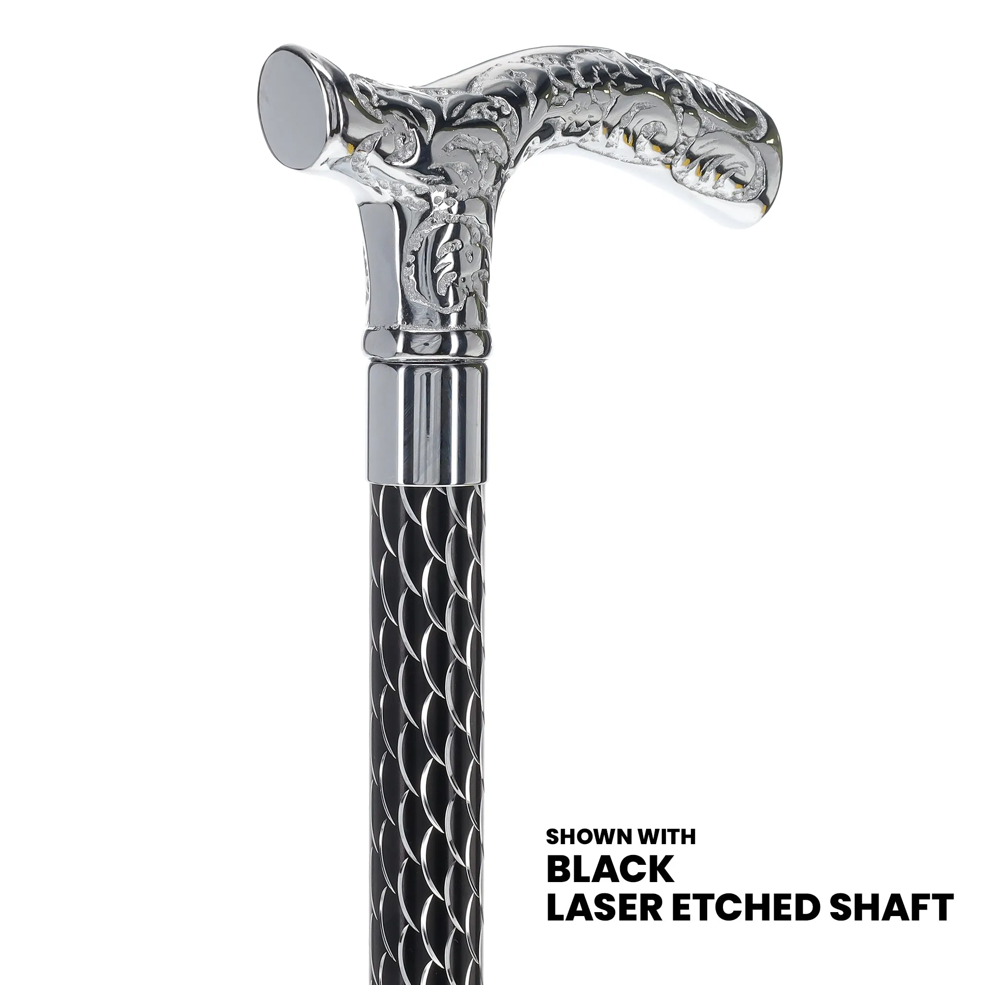 Fritz Premium Chrome Brass Cane: Laser-Etched Custom Shaft