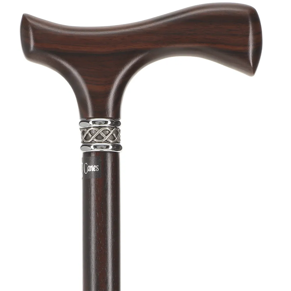Genuine Luxury Ebony Slim Line Fritz Cane with Pewter Collar