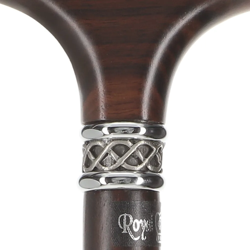 Genuine Luxury Ebony Slim Line Fritz Cane with Pewter Collar