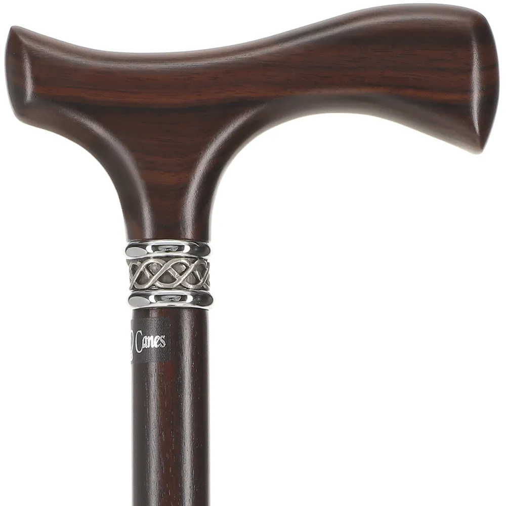 Genuine Luxury Ebony Slim Line Fritz Cane with Pewter Collar