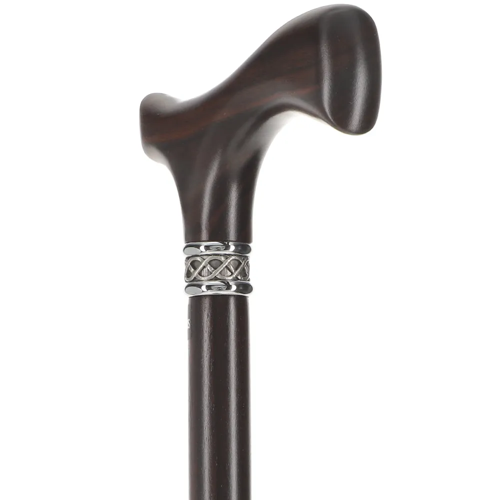 Genuine Luxury Ebony Slim Line Fritz Cane with Pewter Collar
