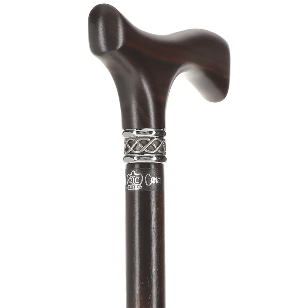 Genuine Luxury Ebony Slim Line Fritz Cane with Pewter Collar