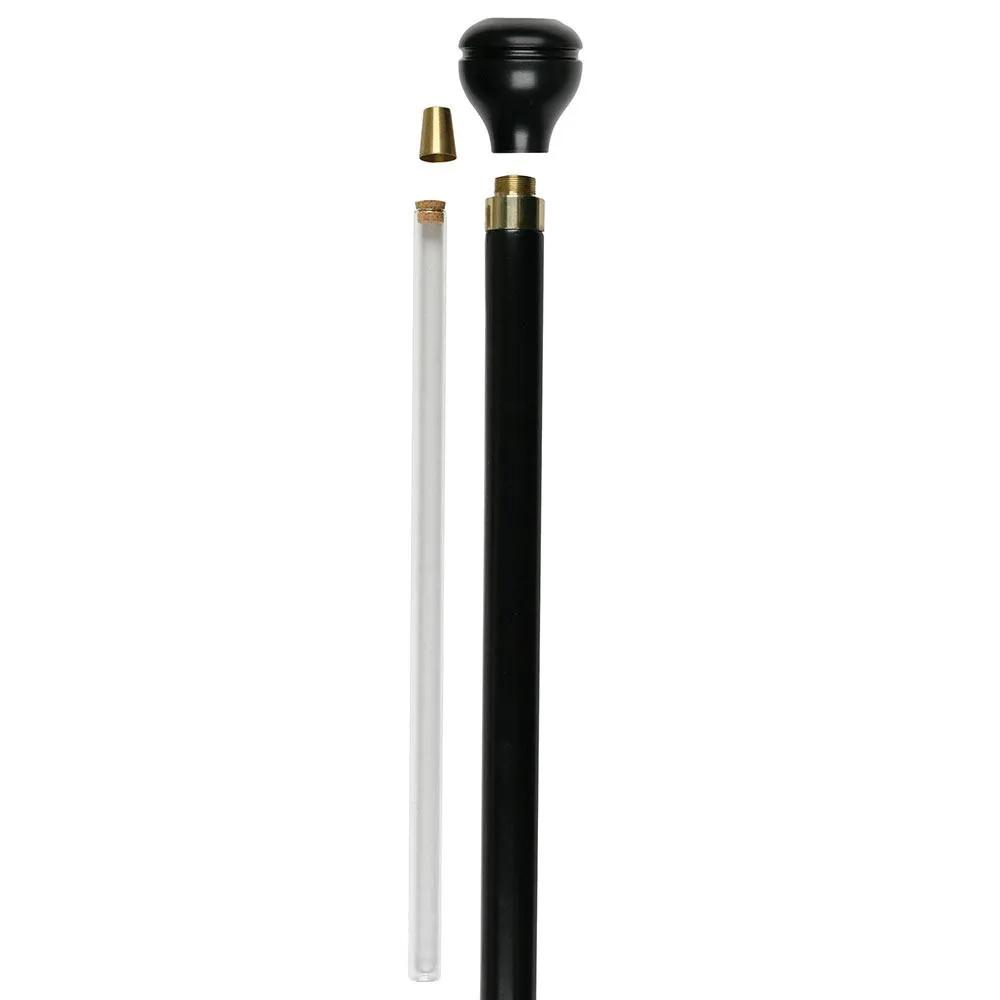 High Roller Casino Emblem Flask Walking Stick: Wood Shaft Hidden Flask
