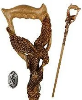 Hunting Eagle and Fish: Artisan Intricate Detail Handcarved Cane