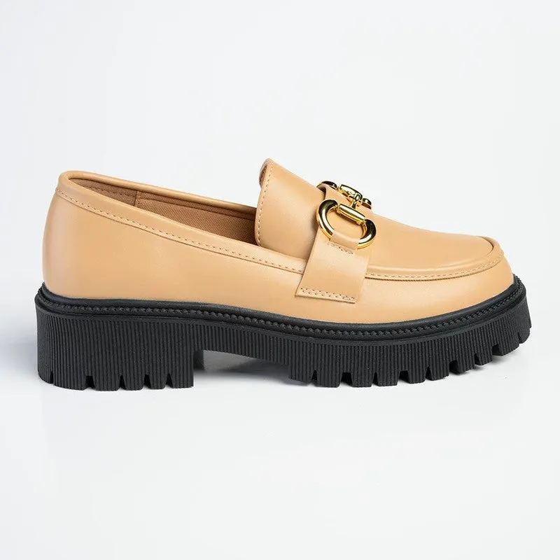 Madison Eli Chunky Sole Slip On Brogue - Tan