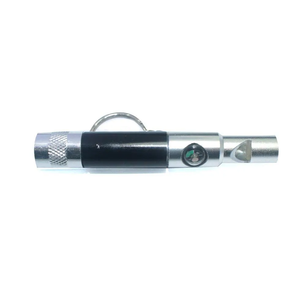 Mini LED Torch Flashlight Keychain Compass Whistle with Battery