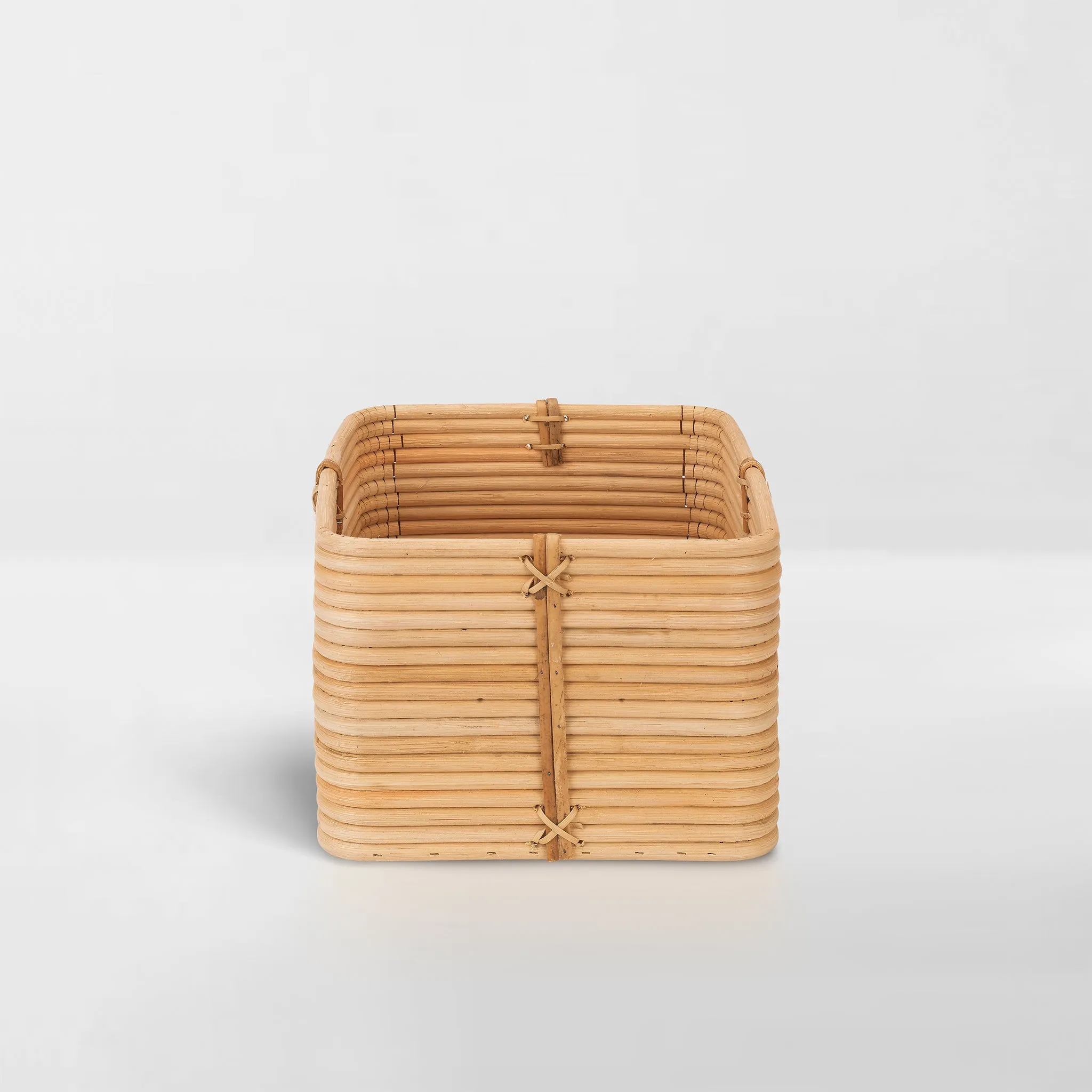 Reeded Rattan Bin