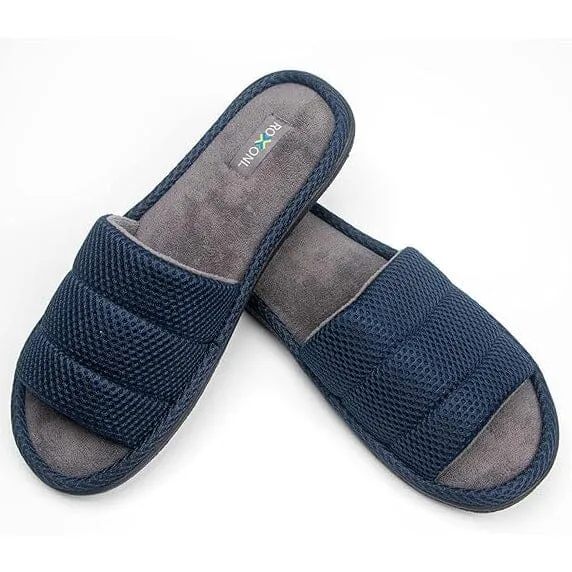 Roxoni Plush Slippers for Men Open Toe House Slippers for Superior Comfort